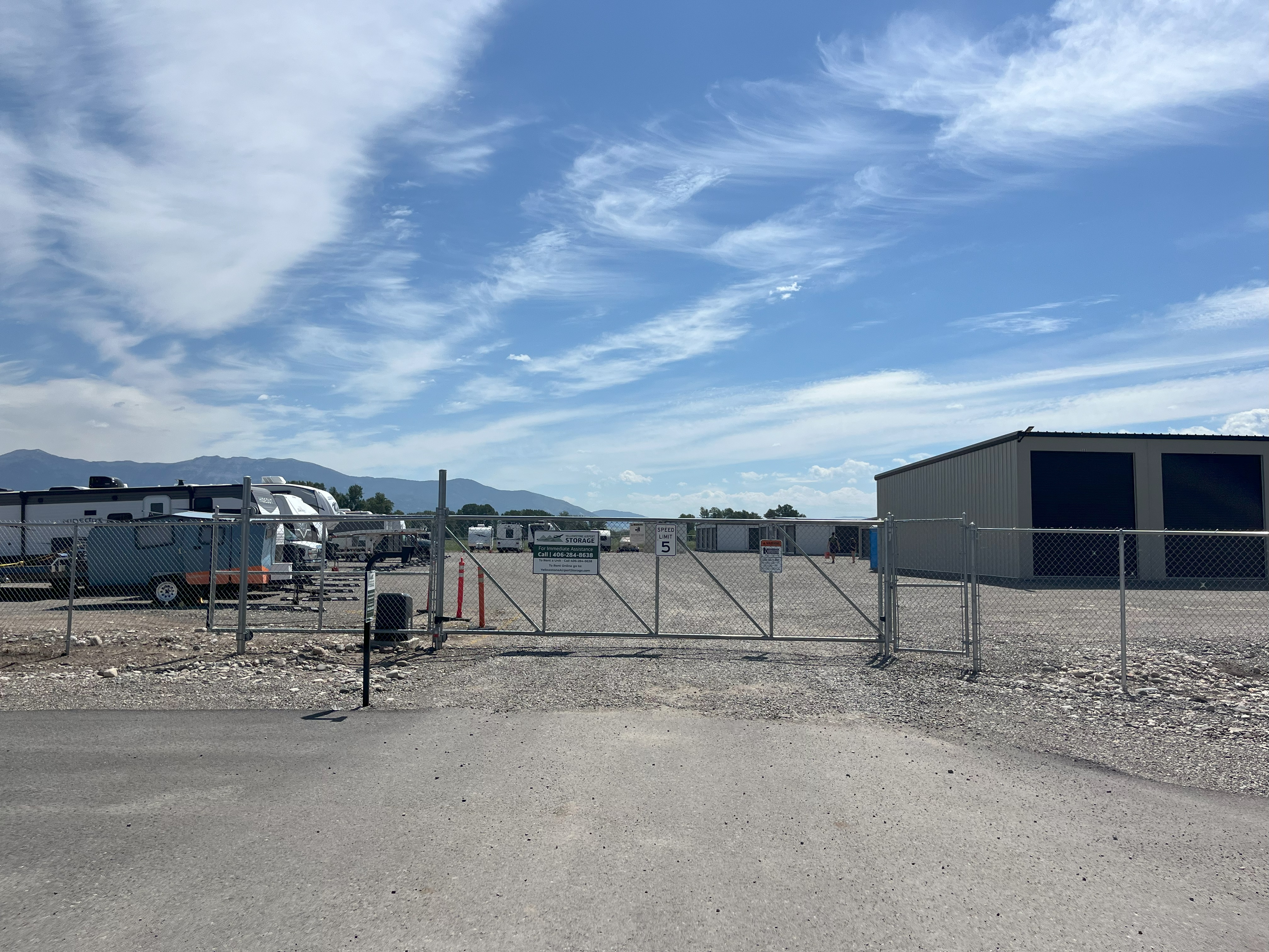 yellowstone airport storage access gate and fence